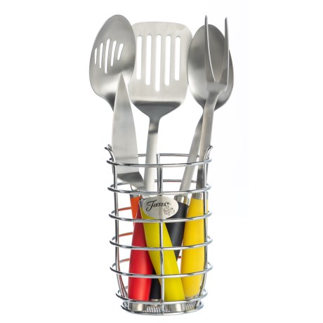 CLOSEOUTS . This Cambridge Silversmith Fiesta utensil set is a colorful set for cooking and serving your favorite dishes. Available Colors: MULTI.