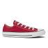 Converse Chuck Taylor All Star low top OX trainers with a red canvas upper and contrast white midsole. The classic trainers feature a black striped midsole and All Star heel branding. Finished with metal eyelets and a rubber toe cap. - A.D.  Upper: Canvas. Sole: Rubber.