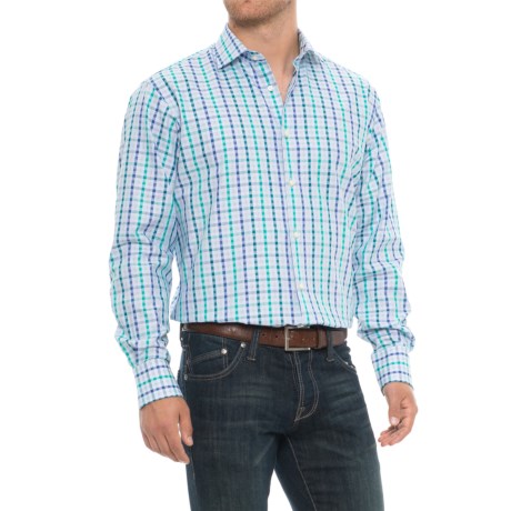 CLOSEOUTS . Rich hues and a hint of sheen underscore the sophisticated look of this Thomas Dean Gingham sport shirt, making it a definite go-to for work or weekend. Available Colors: GREEN. Sizes: S, M, L, XL, 2XL.
