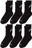 Under Armour Crew Socks (6-Pair), Solid Black, Youth Large