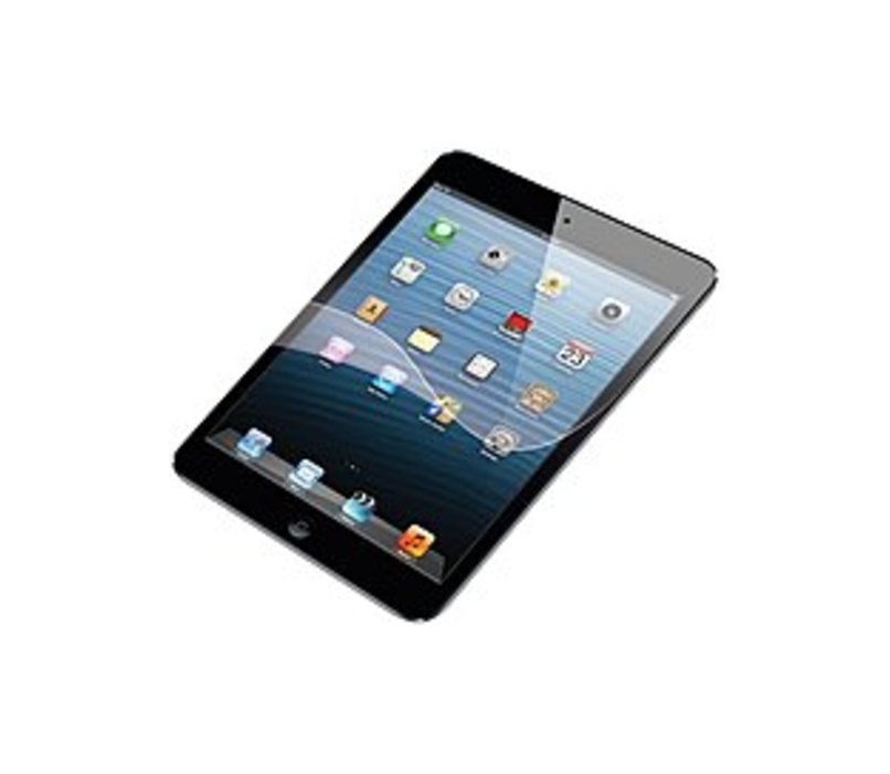 The Targus Screen Protector with Bubble-Free Adhesive for the Apple iPad mini is designed to protect the device from scratches and reduce the amount of fingerprints or smudges visible on the screen