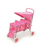 Badger Basket Triple Doll Stroller - Pink Polka Dots (fits American Girl dolls)