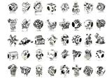 Bundle Monster 40 PC Antique Silver Plated Oxidized Metal Beads Charms Set Mix Lot - Compatible with Pandora Biagi Troll Chamilia Bracelets w/ "BM" Pouch