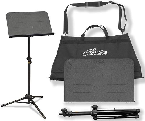 The Hamilton Electronics KB90 Traveler II Portable Music Stand with Carrying Bag from Hamilton Stands features an all steel desk and is height adjustable between 26 and 47.5-inch