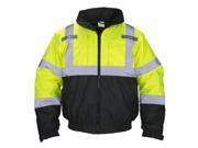 Sas Safety SAS-690-1509 Hi-viz Class 3 Hooded Bomber Jacket, Yellow, Large