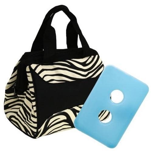 Fit & Fresh Downtown Insulated Designer Lunch Bag, Zebra, 9x6x8 Inches