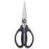 OXO Good Grips Kitchen & Herb Scissors. The ideal addition to any kitchen, the stainless steel scissors feature soft, cushioning pads on the grip to absorb pressure whilst cuttons whilst the sharp steel blades with micro serrations to easy cut through cardboard, twine, meat, vegetables and more, making them suitable for general use in your kitchen. The herb stripper on these food scissors has been specially designed to make it easy to remove fresh herbs from tough stems with ease. - GG.Length - 22cm