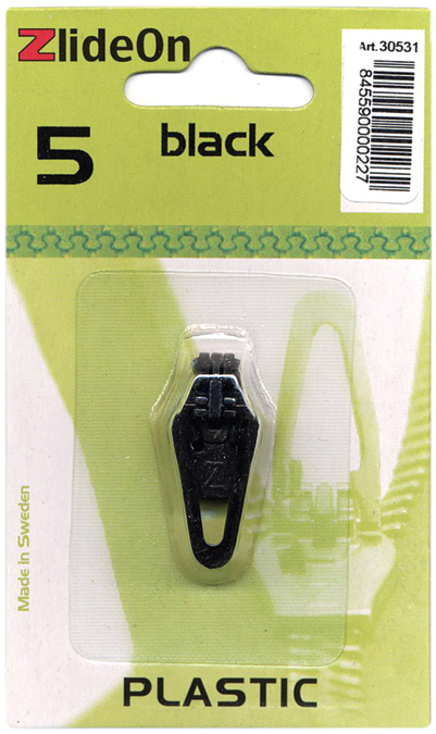 FIX A ZIPPER-ZlideOn Zipper Pull. ZlideOn is the solution for every broken zip slider. The innovative discovery of the ZlideOn now makes it possible to repair zippers in seconds. All this without replacing the entire zipper. Research shows the cause of 80% of all zippers that break is the failing slider. Available in nine different colors and more than thirteen sizes and suitable for every zipper material: metal; plastic; coil and invisible coil. This package contains one size 5 plastic