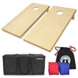 GoSports Solid Wood Premium Cornhole Set - Choose Between 4'x2' or 3'x2' Game Boards | Includes Set of 8 Corn Hole Toss Bags, Regulation Size (4ft x 2ft)