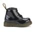 Black ?Brooklee B? patent leather toddlers? boots based on the iconic 1460 8-eye boot from Dr. Martens. Crafted from patent Lamper leather, the four-eyelet lace fastening boots also feature an inside zip closure to easily get them on and off. Set on a durable air cushioned sole which is cemented to the upper; the boots feature the signature sole pattern for added grip. Complete with contrast yellow stitching and an ?Air Wair? woven brand loop to the heel.  Upper: Leather. Sole: PVC.