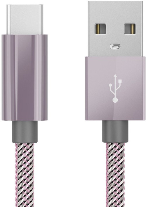 Just Wireless 705954051626 6 Feet USB Type-C to USB Braided Charging Cable - Orchid Gray
