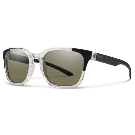 CLOSEOUTS . Refined with subtle keyway nose detail and a classic Wayfarer silhouette, Smith Opticsand#39; Founder sunglasses have polarized ChromaPopand#174; lenses for reduced glare, crystal clear vision, bright images and durable impact resistance. Available Colors: CRYSTAL BLACK BLOCK/GRAY GREEN, CRYSTAL BLUE/GREY GREEN.