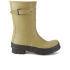 Hunter present the men's 'Original Two Tone Short Wellies' in Light Olive. Handcrafted from waterproof vulcanised rubber, the short boots feature contrast detail to the back and sole to highlight key parts of their construction, alongside a new self-coloured lining and cushioned sponge insole. Practical and stylish, the wellies are reinforced with traditional calendered sole and tonal buckle detail. Moulded lines, matte finish and Hunter logo finish the design with signature qualities. Ideal for general wear. - K.N.  Upper and Sole: Rubber. Lining: Textile