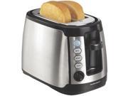 Hamilton Beach  22811  2 Slice Keep Warm Cool Wall Toaster Features: Tired of cold toast?  Extra-wide slots  Your toast stays warm without overtoasting  Keep warm setting with ready tone and 3 minute auto shutoff  Cool-wall, stainless steel sides  Bagel, defrost, and cancel  Under-base cord wrap  Toast Boost lifts food higher for easy removal  Easy-push buttons illuminate for easy view  Toast shade selector Number of Slices: 2 Slices Height: 7.48" Width: 7.48" Depth: 11.3" Weight: 2.75lbs