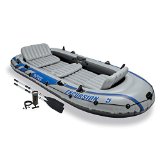 Intex Excursion 5, 5-Person Inflatable Boat Set with Aluminum Oars and High Output Air Pump, (Latest Model)