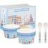 The Beside The Seaside 4 piece Ice Cream Bowl and Spoon Set is a delightful set from British brand Little Rhymes. Crafted from break proof, practical melamime, the colourful set is decorated with cheerful seaside images of beaches, buckets and spades and beach huts. The set comprises two ice cream bowls each with the traditional phrase ?Oh I do like to be beside the seaside? written around the edge and two decorated spoons housed in a matching gift box.  Features:     Little Rhymes Beside The Seaside 4 Piece Ice Cream Bowl and Spoon Set  Melamime set includes two ice cream bowls and matching spoons  Decorated with vibrant beach themes  Housed in a matching gift box  Not suitable for use in a dishwasher or microwave