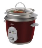 Oster 4722 3-Cup uncooked resulting in 6-Cup cooked Rice Cooker with Steaming Tray, Red