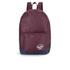 'Packable Daypack' backpack in burgundy and navy from Herschel Supply Co. Crafted from custom tear-resistant synthetic fabric. Can be packed away into its own internal pocket for easy self-storage. Features top handle and adjustable straps. Two-way zipper opens to reveal main compartment with a 24.5 litre capacity. Internal pocket is located in the interior just underneath the top handle. Extra storage can be found in the front zip pocket. Screen printed brand logo is featured on the bottom right-hand corner of the front pocket.  Synthetic  Dimensions: H: 45cm x W: 32cm x D: 14cm
