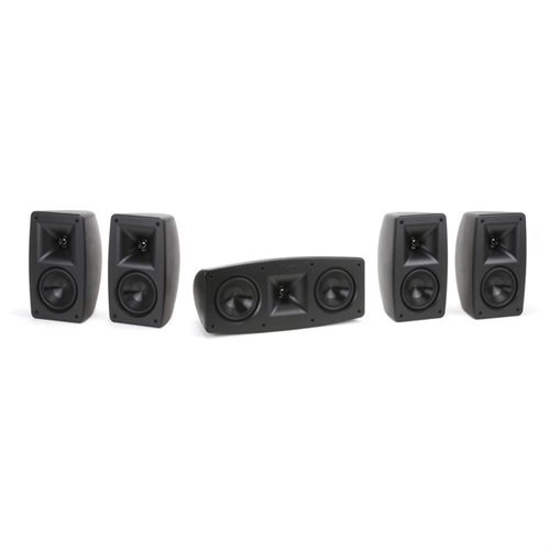 When youre the best selling surround sound system of all time, performance means everything, and the fifth generation of the Klipsch Quintet doesnt disappoint. These home theater speakers utilize Tractrix horn technology and lightweight Aluminum drivers for crisp, clear and uncompromising sound quality. The Quintets woofers have been redesigned for maximum bass output that blends seamlessly into the sound of your favorite movies, TV shows and video games. Every piece of the Quintet system comes