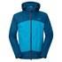 Jack Wolfskin &lsquo;Airrow&rsquo; weatherproof soft shell jacket in turquoise with a windproof and water-repellent finish for outdoor adventures. Lined with warm microfibre fleece, the regular fit jacket features constant air exchange technology to increase moisture transmission depending on how active you are.  An integrated ultra-light hood is fully adjustable to keep you shielded from wet weather. Fastened with a water-repellent double zip with zip garage, the jacket is finished with signature branding to the chest, headphone port, two side pockets and an inside pocket. - A.D.  Polyester