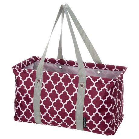 CLOSEOUTS . Pack everything you need for a family picnic, the big game or a day at the beach in Logo Brandsand#39; Quatrefoil Picnic Caddy -- a durably made, packable tote bag that collapses for easy storage. Available Colors: MAROON.