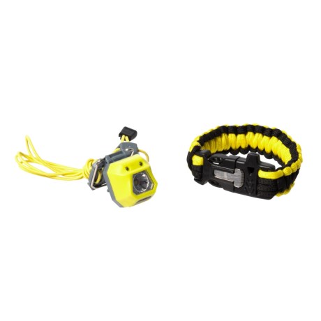 CLOSEOUTS . Complete with an LED Headlight, paracord and a buckle that functions as a whistle and fire flint, the Trespass Nubbet Survival Pack keeps you ready for the unexpected. Available Colors: NEEDS COLOR, BLACK/BLUE, BLACK/PINK, BLACK/YELLOW.