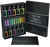 100% Pure Essential Oils Set Top 10 Aromatherapy Premium Gift Kit Therapeutic Grade 10 mL Oil with Frankincense Peppermint Lavender Eucalyptus Lemon Orange Tea Tree Patchouli Rosemary and Silver Fir