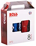BOSS Audio KIT2 8 Gauge Amplifier Installation Wiring Kit &ndash; Power Cable, Fuse Holder, Ground Cable, Turn-on Wire, Speaker Wire, RCA Interconnect, Split Loon Tubing, Wire Ties, Rubber Grommets, Ring Terminals, Speaker Terminals