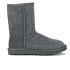 The UGG Australia Women's Classic Short Sheepskin Boots in grey boast a suede upper with an 8  shaft height and moulded rubber EVA sole. With a moisture wicking interior and a comfortable sheepskin lining, the boots are adorned with a logo label to the heel. K.D.  Upper: Suede. Lining: Sheepskin. Sole: Rubber.