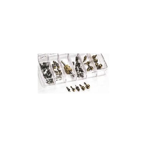 Manufacturer: MastercoolFeatures and Benefits: Includes 20 pieces of access valve cores and 10 pieces of valve cores Includes 10 pieces of R134a JRA High/Low import valve cores Includes 5 pieces of R134a Domestic high flow valve cores M10 Includes 5 pieces R134a Domestic high flow valve cores M8 Includes 1 R12/R134a valve core remover/installerThis kit consists of replacement valve cores for valve core removers and installers.