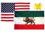 3x5 3â€™x5â€™ Wholesale Set (2 Pack) USA American & Old Iran Lion Country Flag