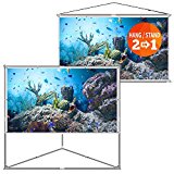 JaeilPLM 100-Inch 2-in-1 Portable Projector Screen   Outdoor & Indoor Compatible   Instant Wrinkle-Free   with Triangle Stand or Hanging Design Movie Projection for Home Theater, Gaming, Office