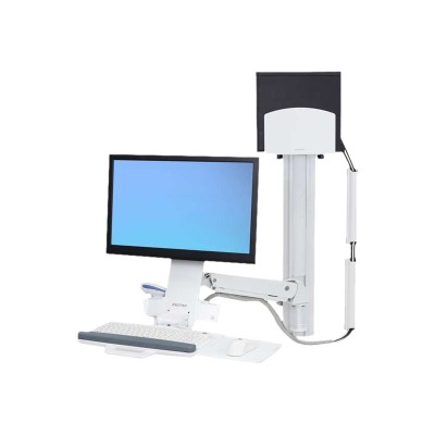 Ergotron StyleView Sit-Stand Combo System With Medium white CPU Holder - Mounting kit (articulating arm  wall track mount) for LCD display / keyboard / mouse / bar code scanne