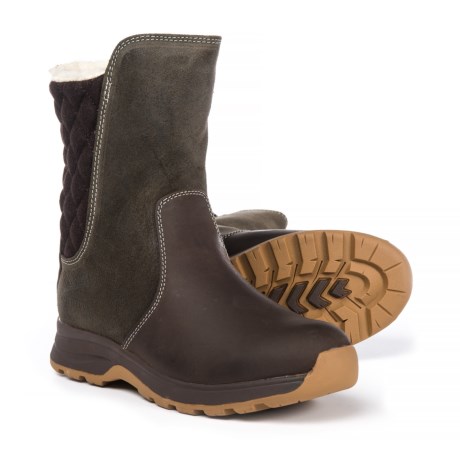 CLOSEOUTS . Woolrichand#39;s Plamerton Trail boots dress up your surroundings, whether itand#39;s the lodge after a day on the slopes or the snow-covered trail at dawn. A waterproof upper complements a molded footbed for serious comfort, and the brushed-suede construction ups the style quotient. Available Colors: TOFFEE, JAVA. Sizes: 6, 6.5, 7, 7.5, 8, 8.5, 9, 9.5, 10, 11.