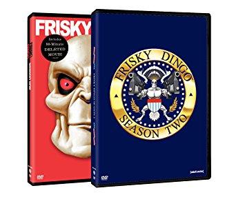 Frisky Dingo: S1-2 (2pk/DVD) Season Two of Frisky Dingo takes a political turn as Killface and Xander Crews (Awesome-X) battle for the nations top office. Killface claims to have cured global warming and teams up with rap megastar Taquil to spread the good news. Xander proves he puts his hot pants on, one leg at a time, just like you and I. Simon and his rocket launcher come out of the closet and Baby Lamont is adorable. Take that America!