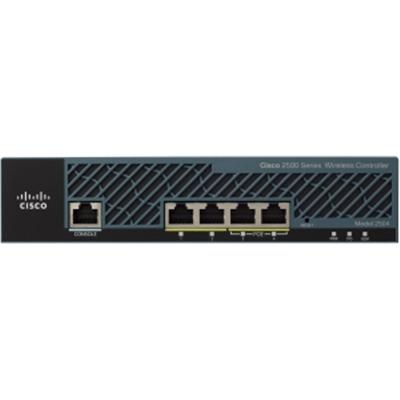 Cisco 2504 Wireless Controller - Network management device - 4 ports - 25 MAPs (managed access points) - GigE - 1U