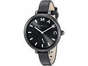 Women's Marc Jacobs Sally Black Leather Strap Watch MJ1417 Style: Fashion Material: Stainless Steel Movement: Quartz Color: Black Resizable: Yes Adjustable: Yes Shape: Round Dial Color: Black