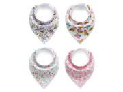 Set 4 Bib Unisex Snap Button Teething Drooling Bibs for Boys Girl Toddlers
