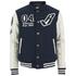 Men?s ?B? navy and white woollen baseball jacket from Billionaire Boys Club with collegiate branding and the brand?s iconic astronaut motif embroidered to the reverse. Crafted from pure wool with a soft-textured inner lining, the baseball jacket is secured with a button-through front closure. The jacket features a ribbed crew neck, contrasting long sleeves with ribbed cuffs, and two angled front pockets.  Complete with a ribbed straight hem and embroidered branding to the right sleeve.  100% Wool  The official clothing line of Pharrell Williams.