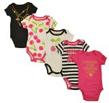 Juicy Couture Baby 5 Pack Bodysuit, Cherry/Black, 3-6 Months