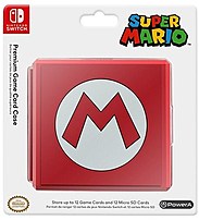 Featuring the iconic M, the Nintendo 617885017018 Super Mario Premium Game Card Case stores up to 12 Nintendo Switch game cards and 12 micro SD cards simultaneously
