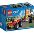 Jump off the Fire ATV and survey the scene! Use the fire extinguisher on the back of the ATV to put out the fire. Cut through the window with the saw and inspect the ruin. Save the day and be a firefighting hero in LEGO® City!  Features:    Includes a firefighter minifigure.  Features a space on the ATV to store the extinguisher and saw, and a ruin section with window and fire element that can be knocked down.  Turn the lever to extinguish the flame.  Accessory elements include a saw and fire extinguisher.  Fire ATV measures over 1? (3cm) high, 2? (6cm) long and 1? (5cm) wide.  Ruin measures over 1? (5cm) high, 1? (4cm) wide and 1? (3cm) deep