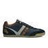 The men's 'Loreto Sports' low trainers from Pantofola d'Oro are crafted with a genuine leather upper for comfort and a durable rubber sole. Five eyelet lace-up closure lends a classic feel whilst contrast panels with stars and embroidered branding add signature appeal. Complete with a padded collar, rounded toe and branded tongue. - K.N.  Upper: Leather. Sole: Gum Rubber