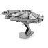 Build your own legendary spaceship with the Star Wars Millenium Falcon Metal Construction Kit. This incredibly detailed model starts out as two sheets of laser cut parts that can be transformed into a fantastic 3D model. Simply follow the step-by-step instructions and pop out all the pieces, bend the tabs, then slot them together. - A.D.  Key Features:    Star Wars Millenium Falcon Metal Construction Kit  Incredibly detailed 3D model  Two sheets of laser cut parts  Instructions included  No glue required!  Material: Steel  Assembled size (L x W x H): 2.85&quot; x 3.65&quot; x 1.1&quot;  Suitable for ages 14