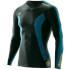 SKINS Thermal Long Sleeve Top merges comfort with compression to boost your winter sport performance. It?s brushed thermal interior will keep you warm in the colder months so you can put more hours in on the slopes.Thermal fabric for warmth in temperatures as low as -20°C (-4°F)Stretch airflow mesh under the arm for increased range of motion and breathabilityInternal silicon gripper stops tops from riding upReflective logos on wrists for low light visibilityCold weather won?t keep you indoors this winter when you're in a SKINS DNAmic Thermal Long Sleeve Top.    SKINS Thermal fabric is lightly brushed on the inside to trap air within the fibres providing excellent insulation and thermal protection. The fabric is also resistant to pilling and abrasion so can be layered under other clothing for extra warmth.SKINS most advanced compression technology increases muscle oxygenation, stabilises active muscles and reduces blood lactate build up, to enhance performance and speed up recovery time Biomechanically positioned panels and seams support and stabilise muscles to reduce fatigue and risk of injuryA comfortable fit based on your BMI (Body Mass Index)State-of-the-art temperature and moisture management to keep you dry. Save yourself from skin damage and other sun-related risks during outdoor activity with SKINS 50  UV protection in all non-mesh areasSKINS fabric is made from a warp knitted mix of yarns that give you a carefully calculated level of stretch for controlled compression and durability