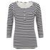 Women?s white and blue Breton striped granddad top from Maison Scotch. Crafted from soft cotton jersey and cut for a slim fit, the henley top is detailed with ¾-length sleeves and a front button closure. Complete with a curved hem and a crew neck.  Cotton