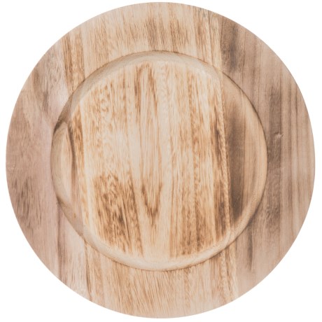 CLOSEOUTS . This Jay Imports Paulownia charger adds a sophisticated yet rustic charm to your table setting, made from lightweight wood with a beautiful natural grain. Available Colors: GREY, NATURAL.