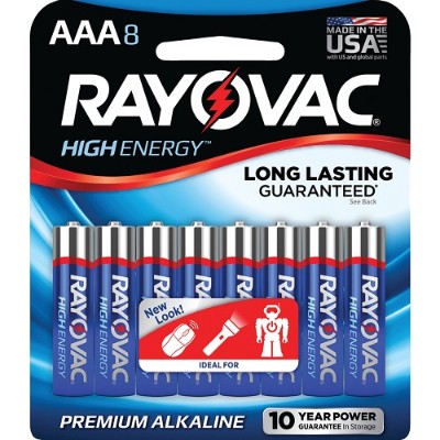 Enhanced high-energy Rayovac AAA Alkaline Batteries (8 pk) offer the ultimate in energy and savings.