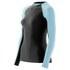 The Skins ?A200? Thermal Long Sleeve Compression top is engineered to optimise your body temperature and maximise your sporting performance in cooler weather conditions. Crafted from an advanced technical thermal fabric with flatlock stitching for optimal comfort, the compression top features a crew neck, stretch airflow mesh underarm panels for superior breathability, and internal silicone gripper elastic which prevents the jersey from riding up.  Designed with a gradient compression fit based on your BMI, the ?A200? compression top supports and stabilises your muscles while improving circulation for greater endurance. A brushed interior insulates heat for a thermal advantage in cooler temperatures, and the ?A200? compression top?s sleek black design is complete with linear seams for a slimmer silhouette, contrasting blue raglan sleeves and signature Skins branding printed to the sleeve and hemline. ? L.R.  Features:    Skins Women?s A200 Thermal Long Sleeve Compression Top  Crafted from an advanced technical fabric with a brushed interior for outstanding thermal properties  Flatlock stitching and raglan sleeves for optimal comfort  Moisture management draws sweat away from the skin to keep you cool, dry and comfortable  Stretch airflow mesh panels for ventilation  Internal silicon gripper prevents the top front riding up  Compression fit based your BMI supports muscles and aids circulation  50  UV protection
