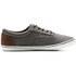 Men&rsquo;s plimsoll &lsquo;Vision&rsquo; sneakers by Jack and Jones with a canvas upper. The trainers feature a full lace-up fastening with metal eyelets, a branded tab to the outstep and a contrasting  panel at the heel counter. Finished with a white rubber outsole adorned with a branded tread for added traction. &ndash; L.R.  Upper: Canvas. Sole: Rubber.
